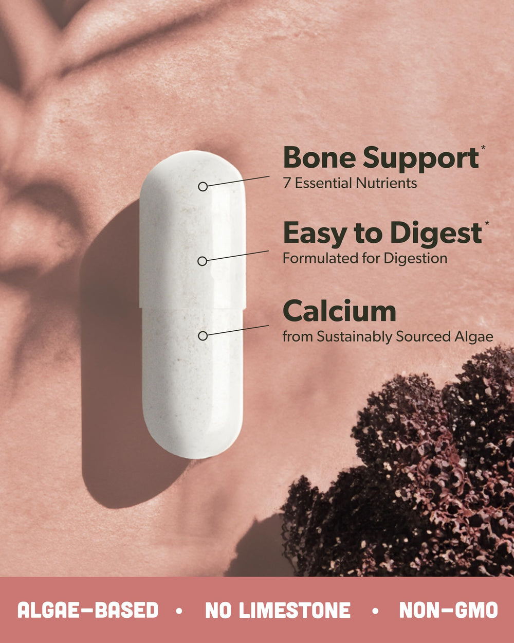 Sapling Calcium K2-D3 label highlighting essential vitamins for bone health