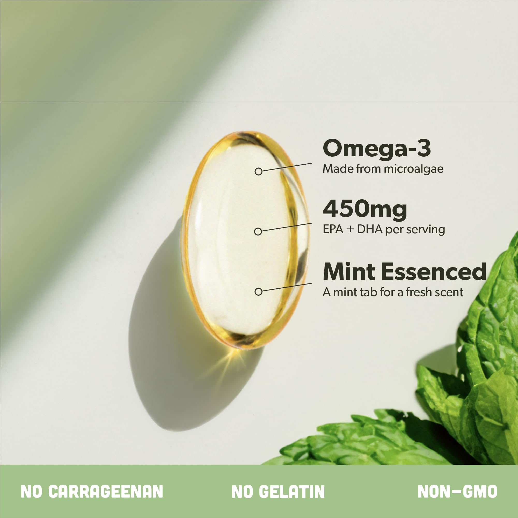 Pouring Sapling Omega-3 bottle reveals mint aroma enhancing experience.