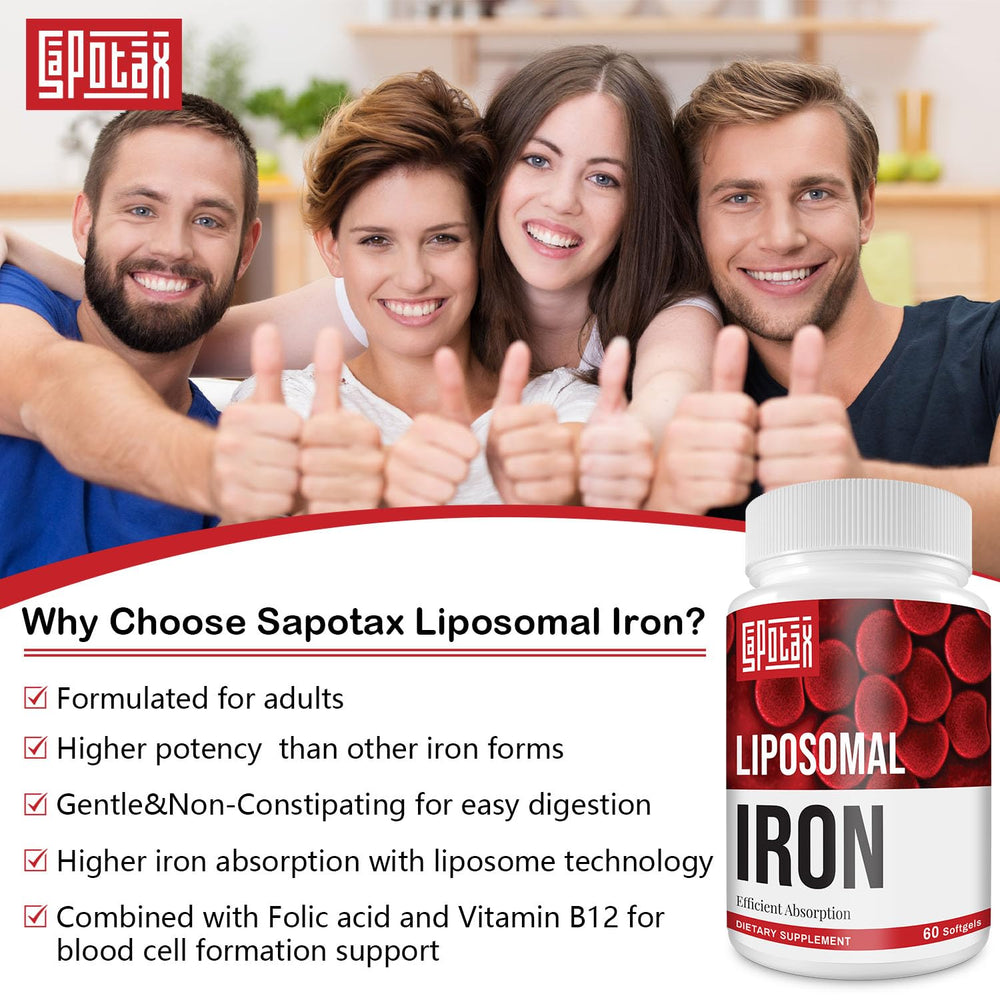 Sapotax Liposomal Fe nutrition facts back label close-up