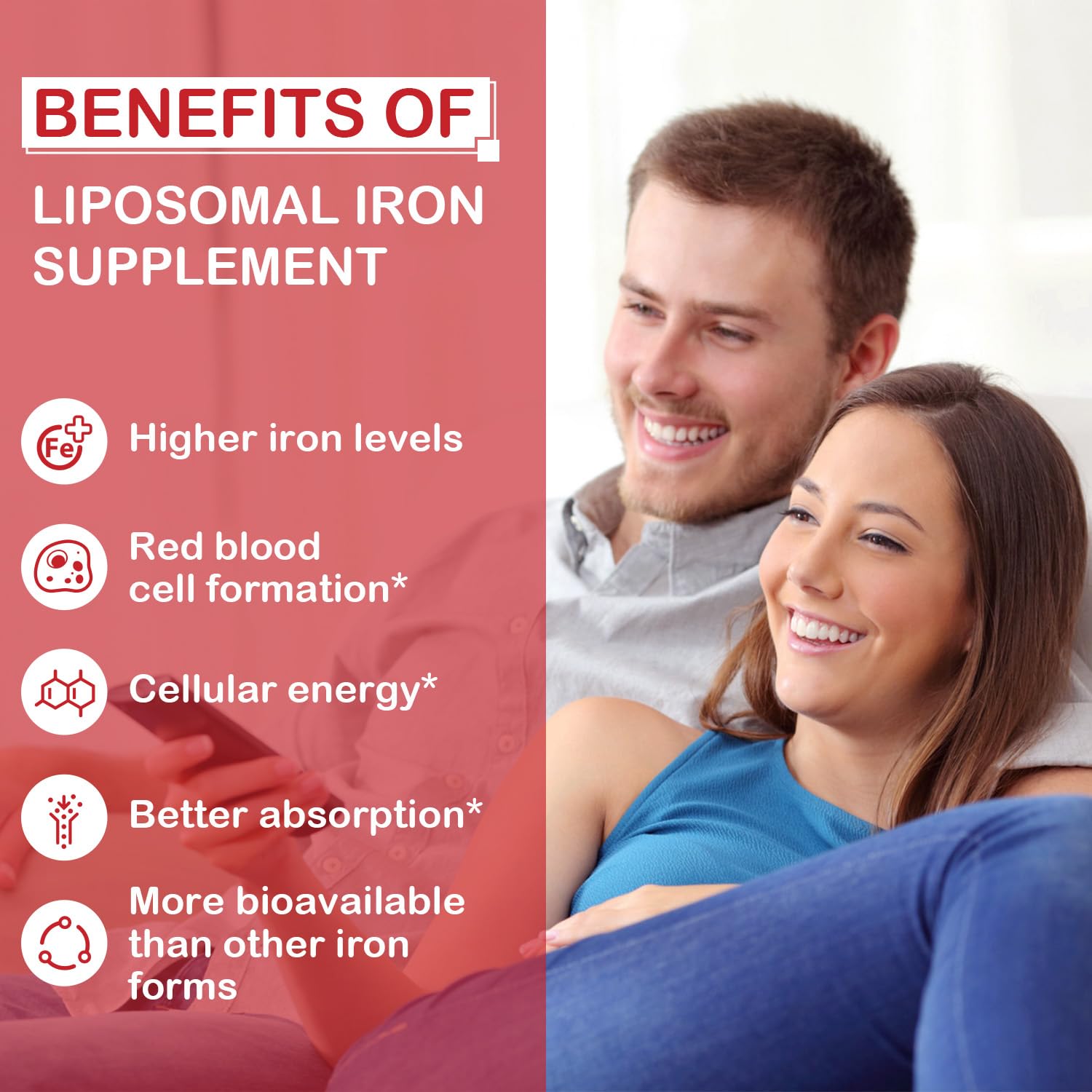 Sapotax Liposomal Iron label details showing 65 mg iron per serving.