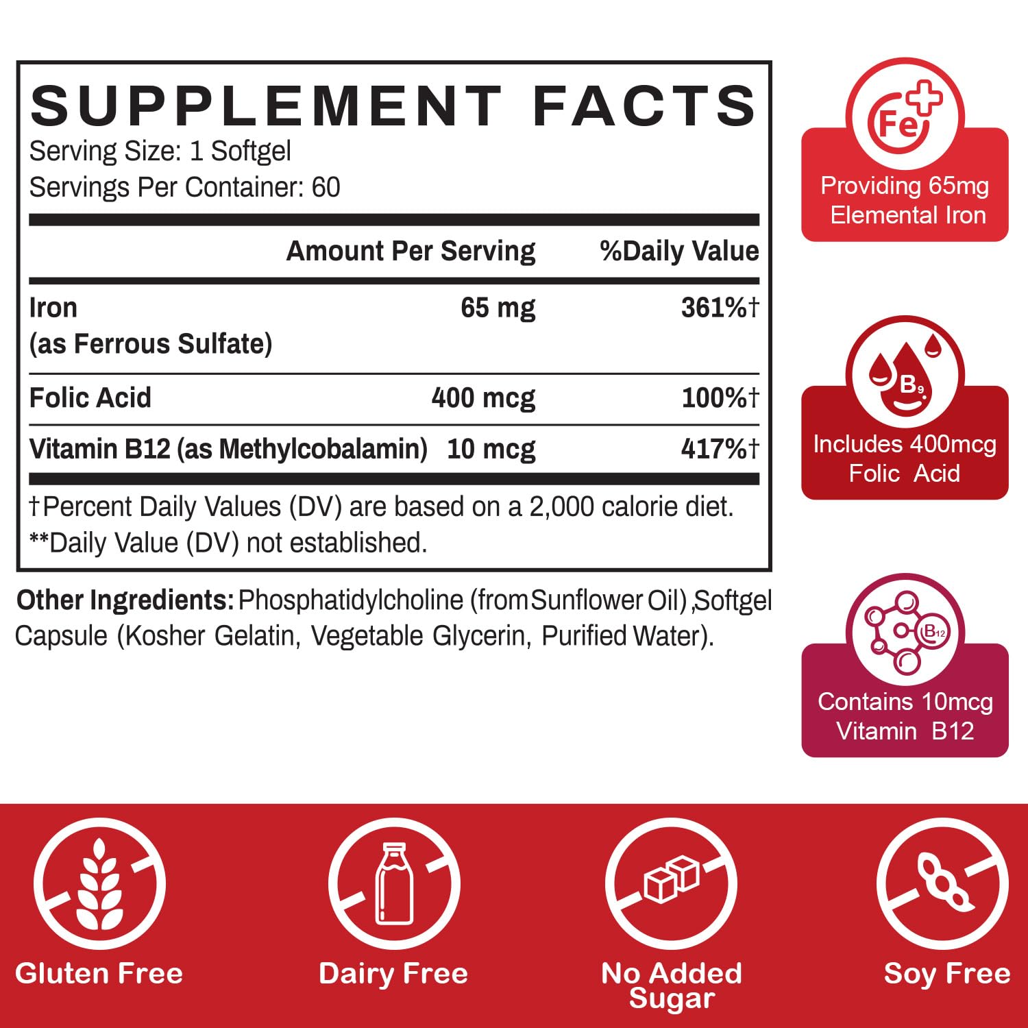 Sapotax Liposomal Iron softgels close-up showing easy-to-swallow form.