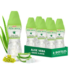 Sappe Aloe Vera Juice with grape flavor and large pulp chunks for refreshing hydration