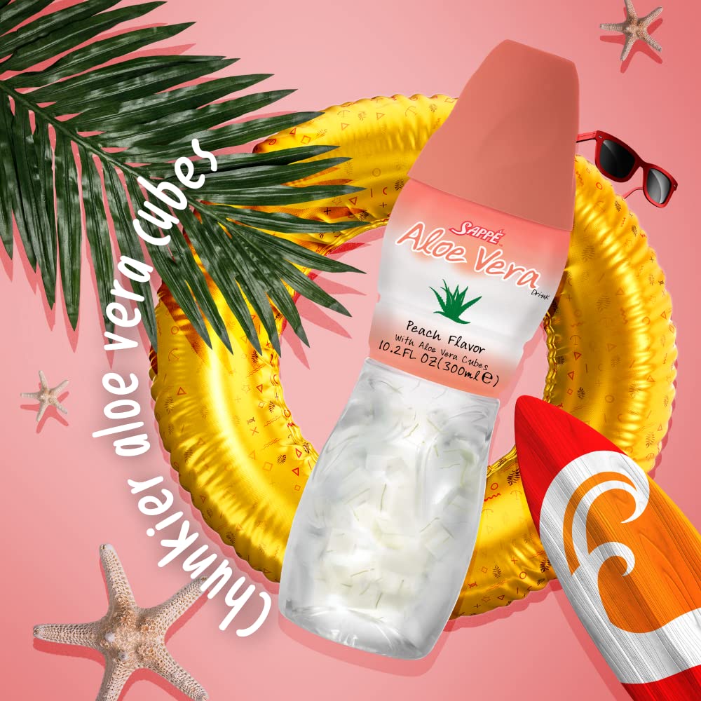 Sappe Aloe Vera Juice Peach ingredients list highlighting vegan.