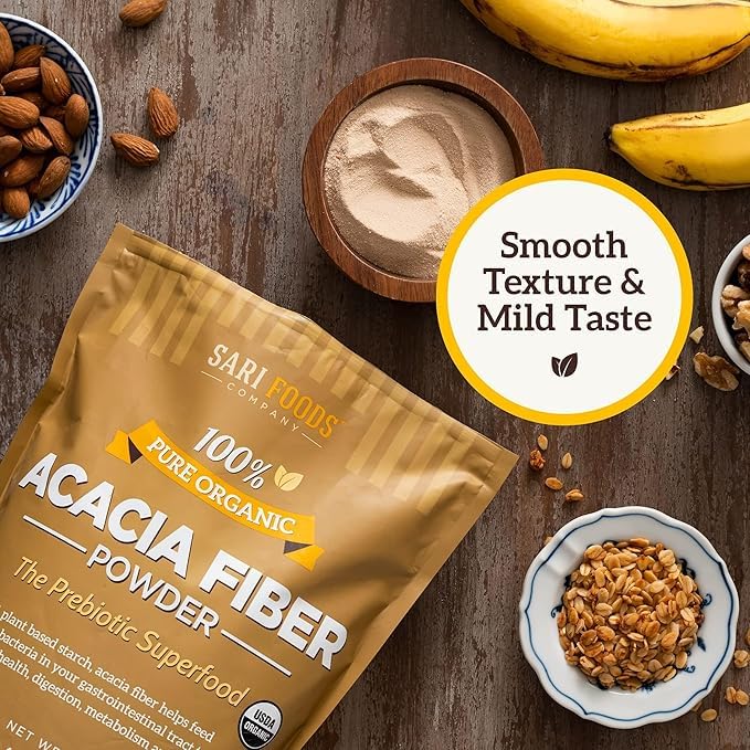 Smoothie with Sari Foods Acacia Fiber Powder blended for a natural fiber boost