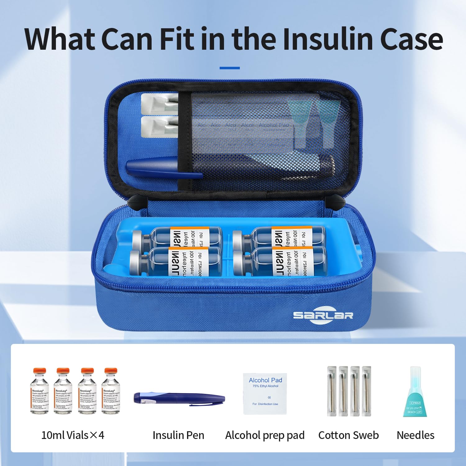 sarlar insulin cooler interior padding supports temperature control on trips