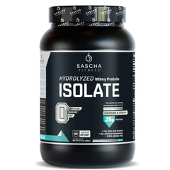 SASCHA FITNESS hydrolyzed whey protein isolate cookies and cream bottle for fast absorption