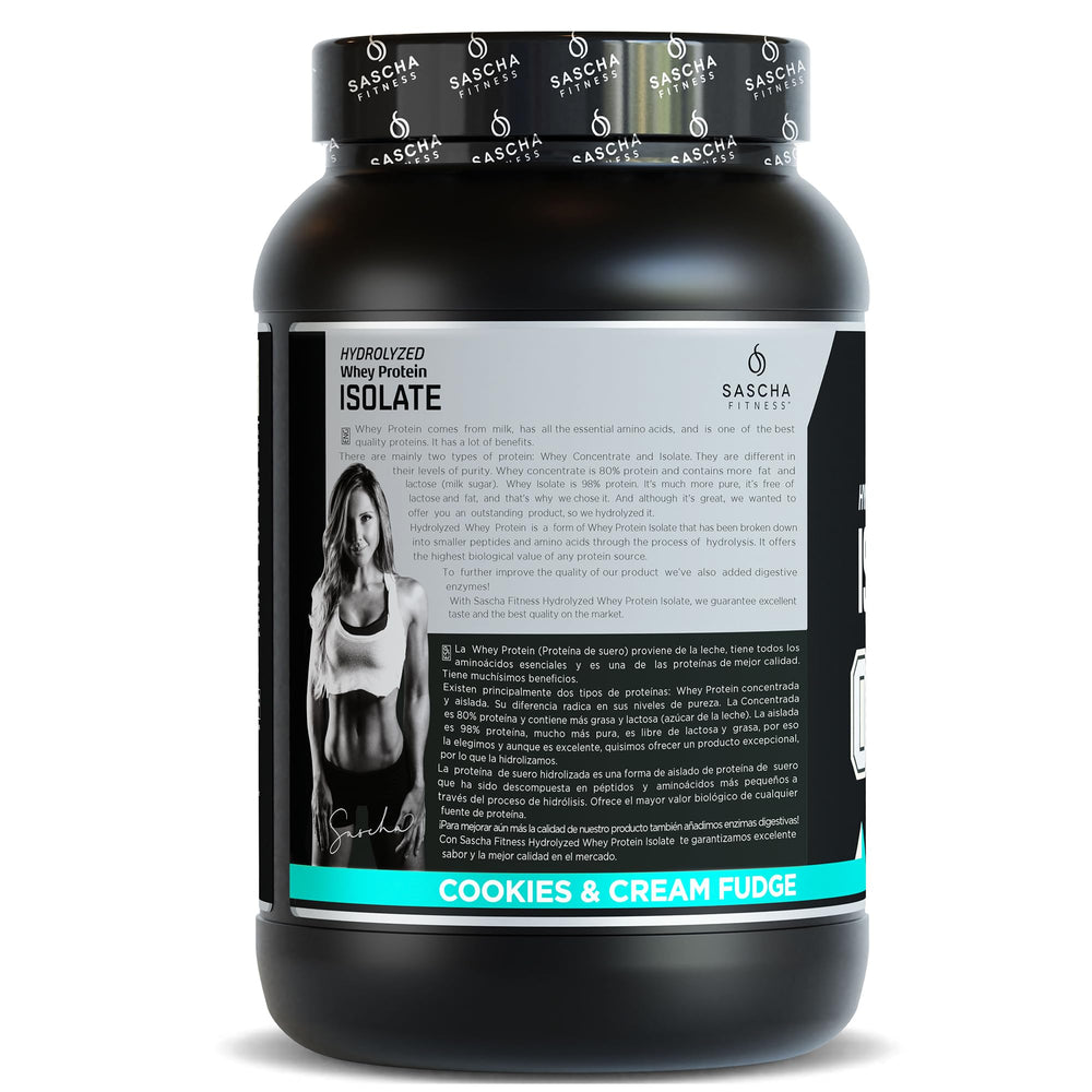 SASCHA FITNESS cookies and cream powder poured into shaker shows creamy texture
