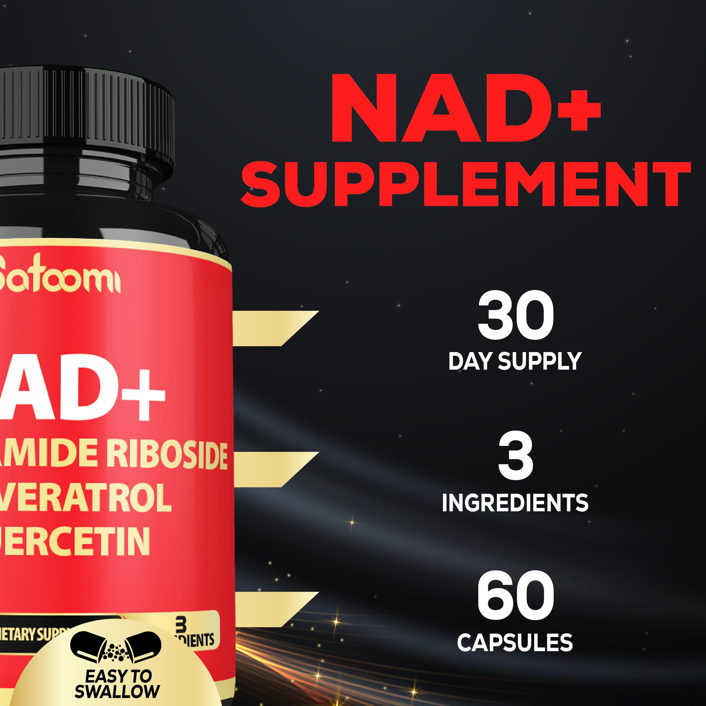 Label detail shows NR, trans-resveratrol, and quercetin synergy
