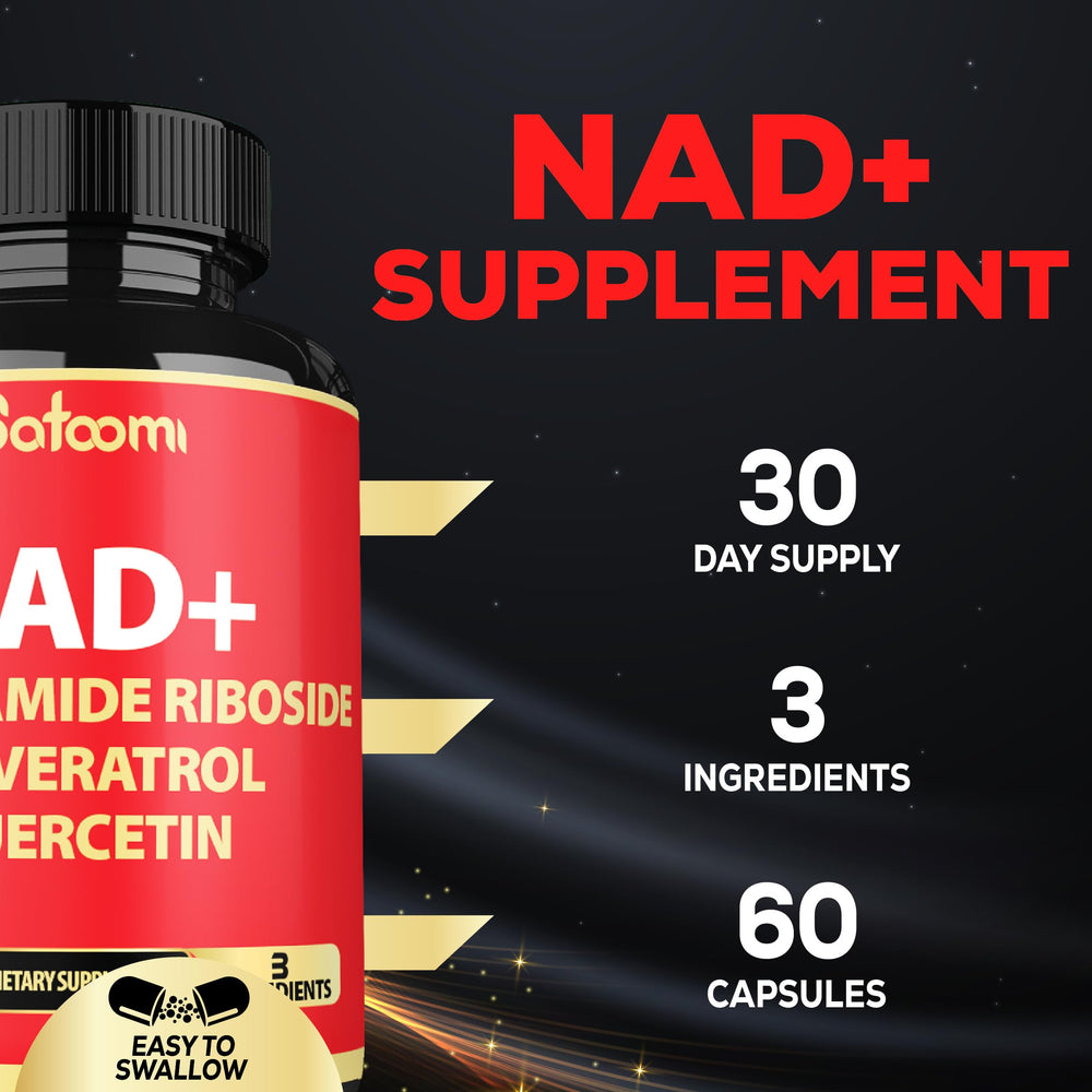 Label detail shows NR, trans-resveratrol, and quercetin synergy