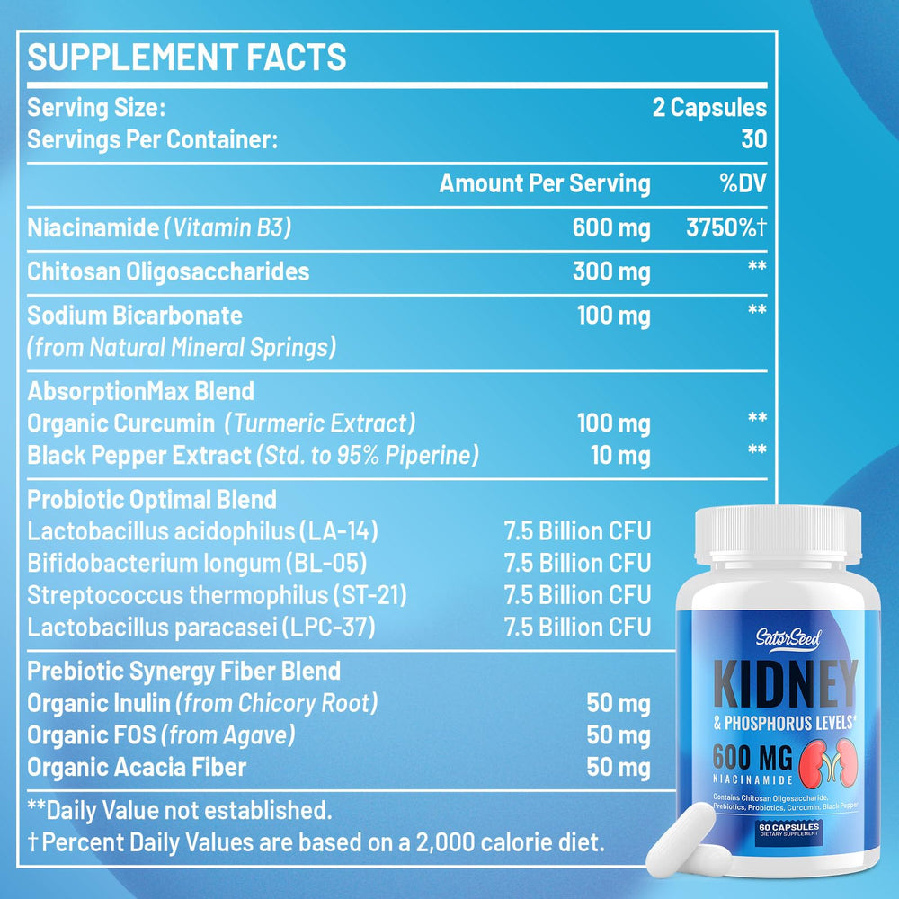 SatorSeed Kidney Cleanse packaging highlighting purity and organic ingredients.