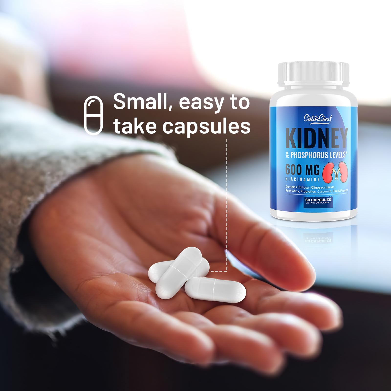Prebiotic fiber blend shows organic inulin and acacia for gut balance.