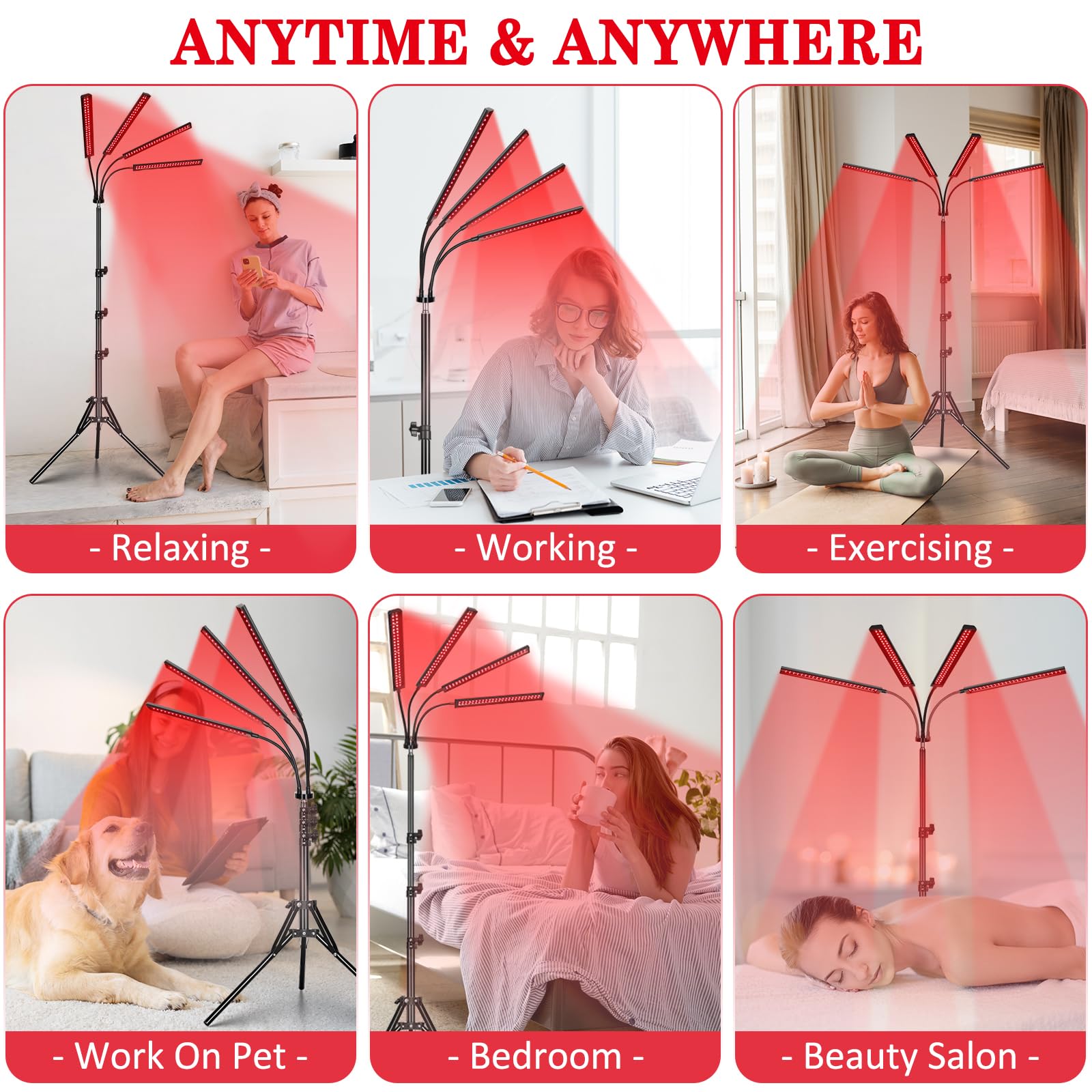 Saviler full-body coverage with four heads supports multi-area light therapy at home.