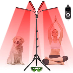 Saviler red light therapy with four heads for at-home treatment.