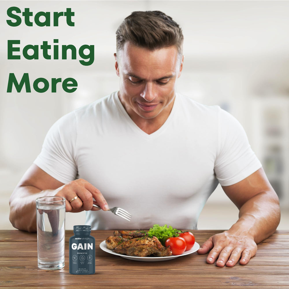 Scale Nutrition Gain ginger image suggests natural appetite stimulation for meals.