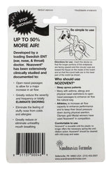 Scandinavian Formulas Nozovent device in use during sleep for potential comfort.