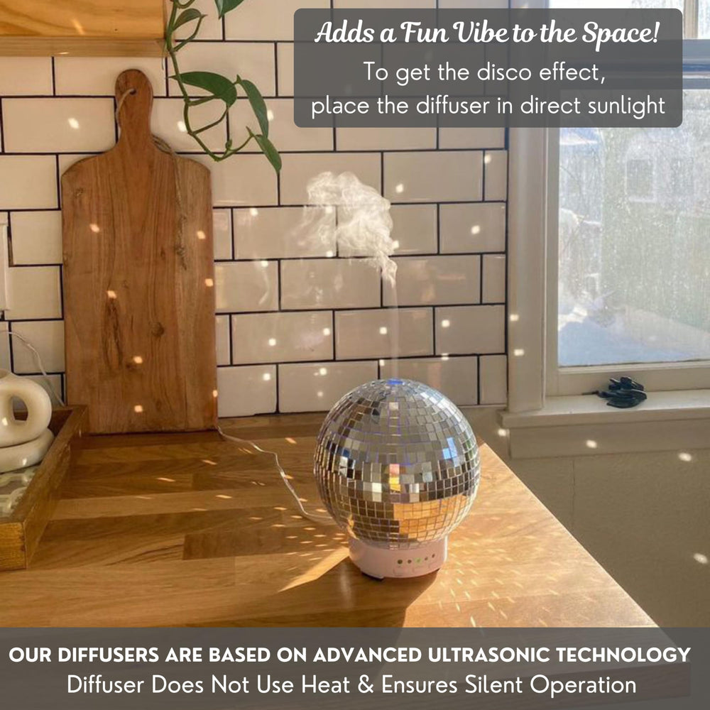 SCANDINORDICA Disco Ball Diffuser color-changing light enhances mood while diffusing fragrance.