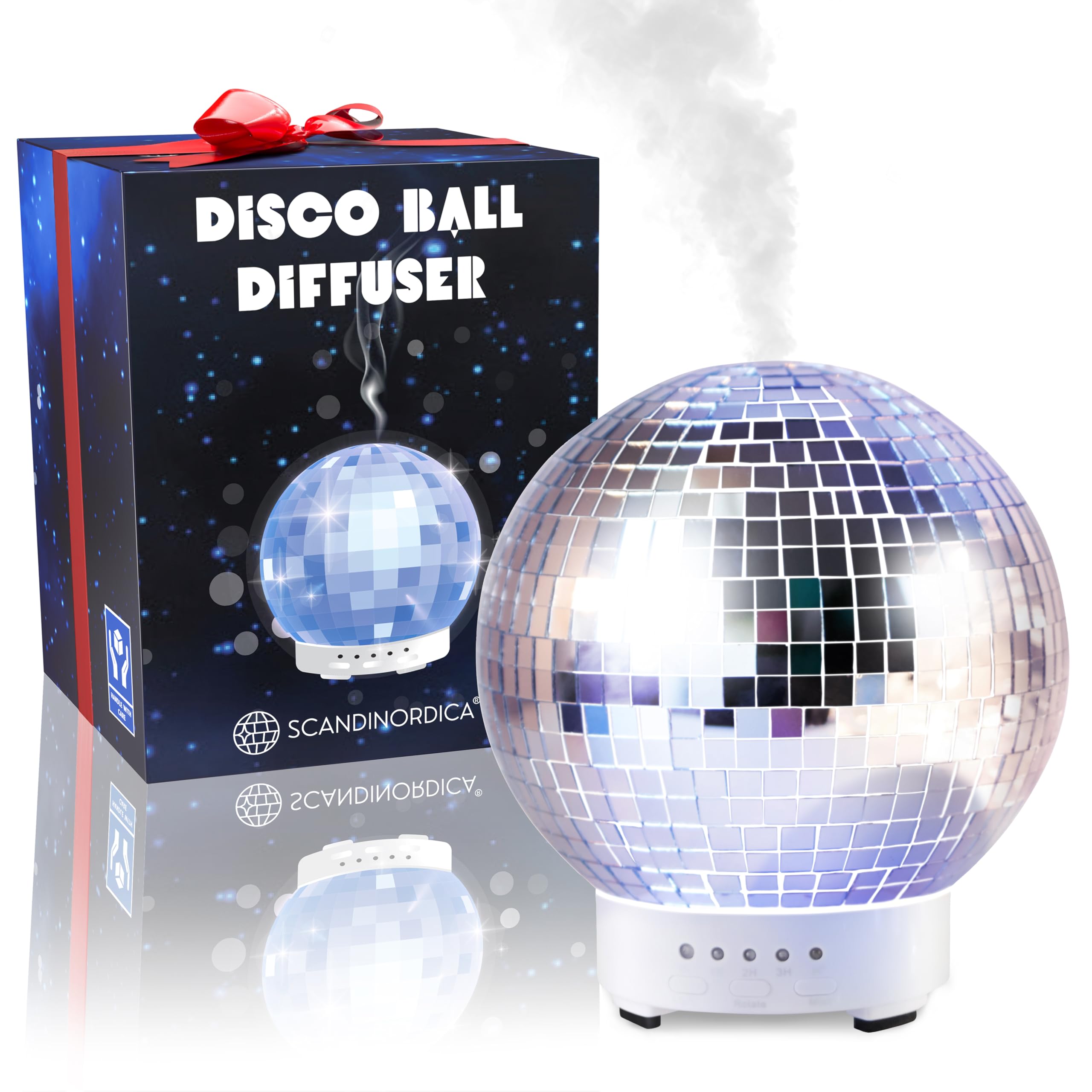 SCANDINORDICA Disco Ball Diffuser rotating creates dynamic light spots for a playful living space.
