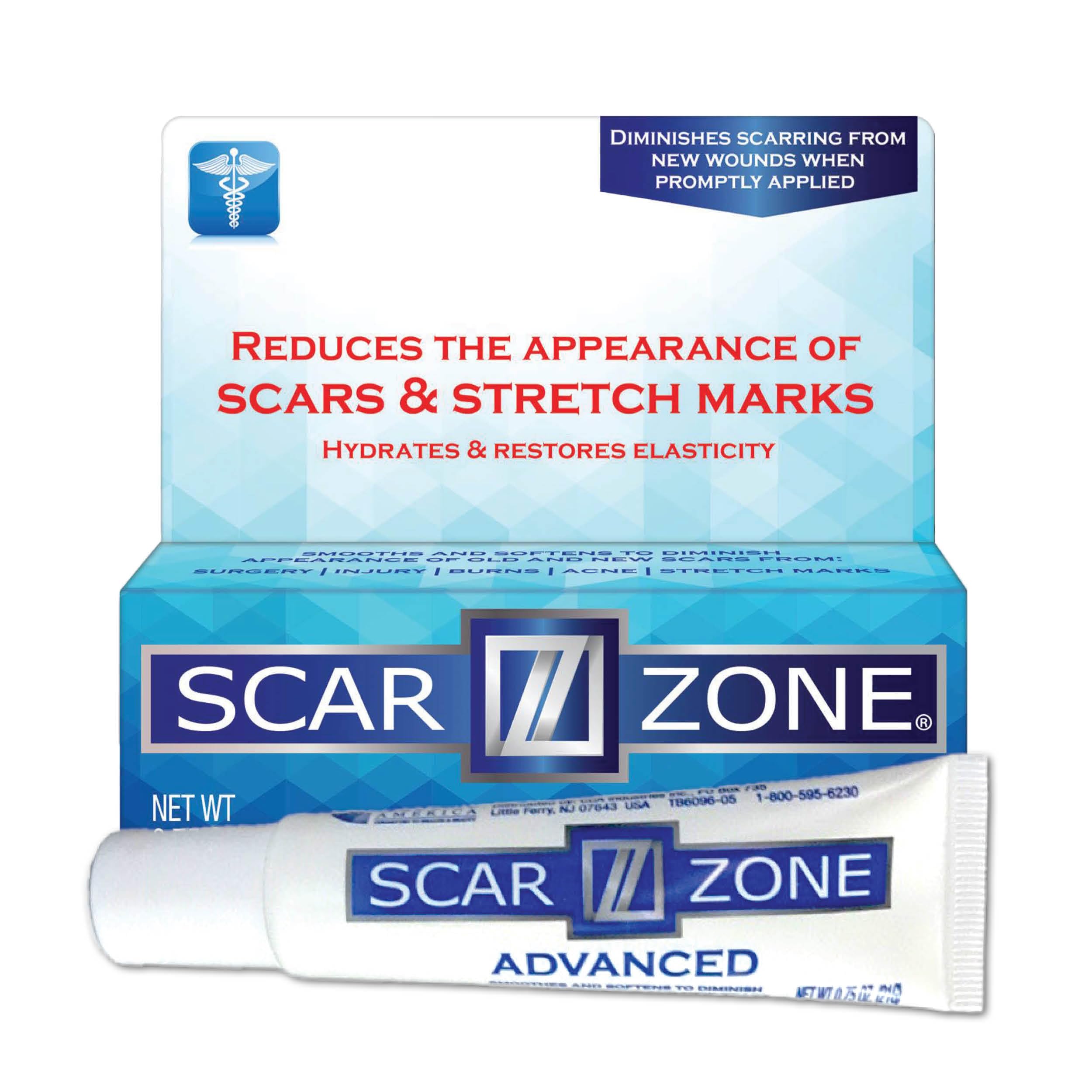 SCAR ZONE Advanced Scar Cream packaging designed for compact, on-the-go use.