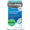 ScarAway Advanced Clear Silicone Scar Sheets – Medical-Grade Silicone Strips (1.5x3 in) for Surgical, Burn, Hypertrophic & Keloid Scars | 6 Sheets
