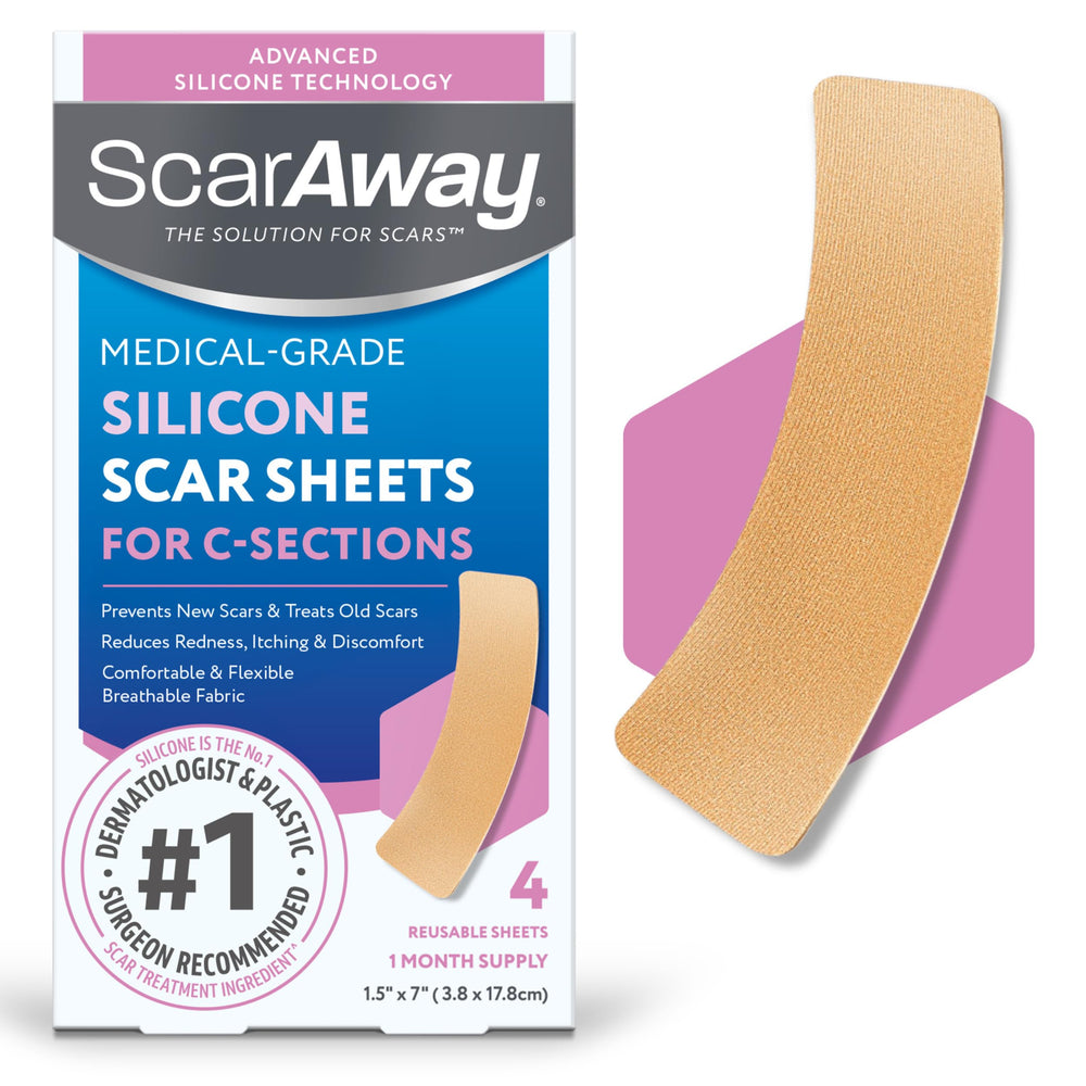 ScarAway advanced silicone scar sheet for C-section, discreet wear.
