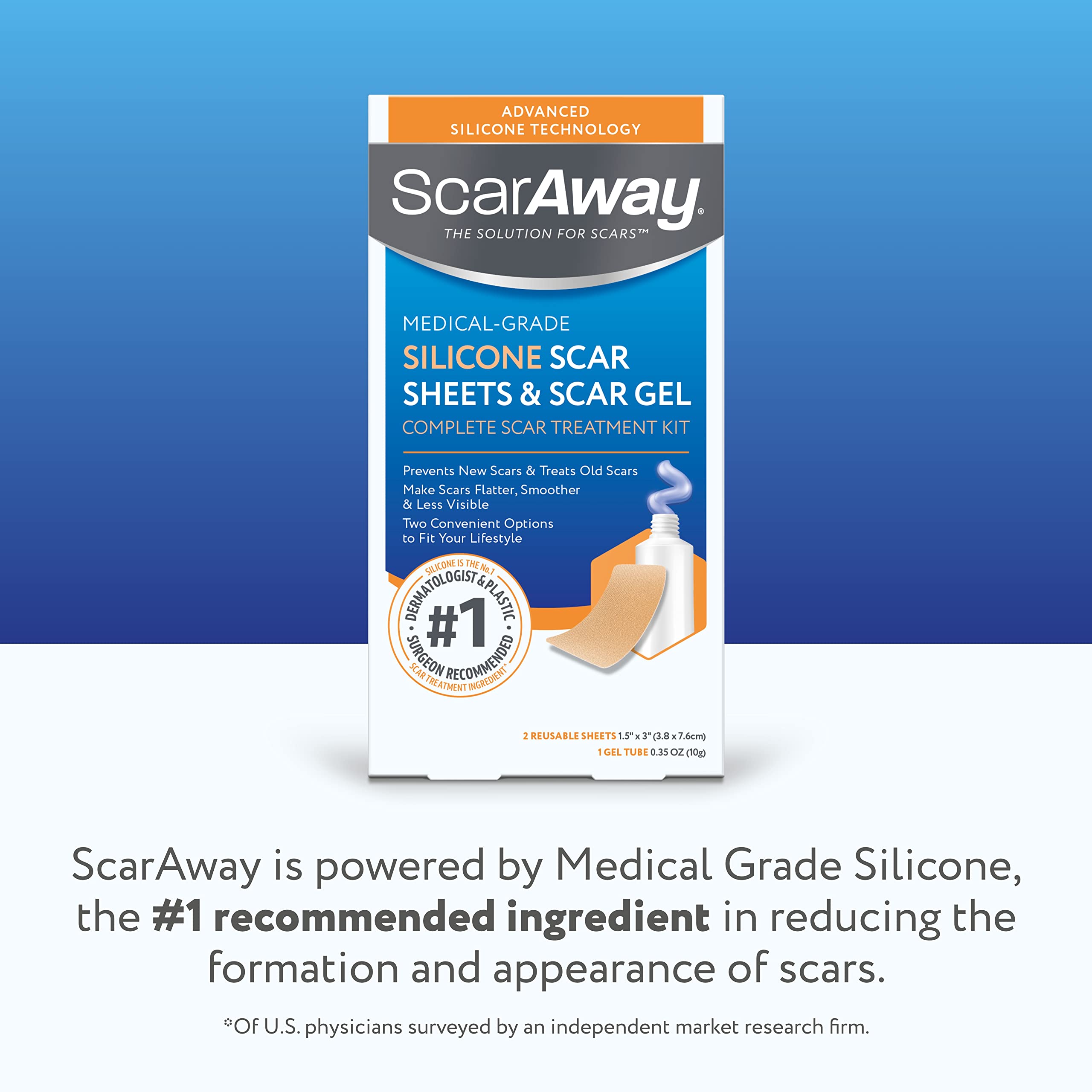 ScarAway advanced silicone technology supports scar treatment.