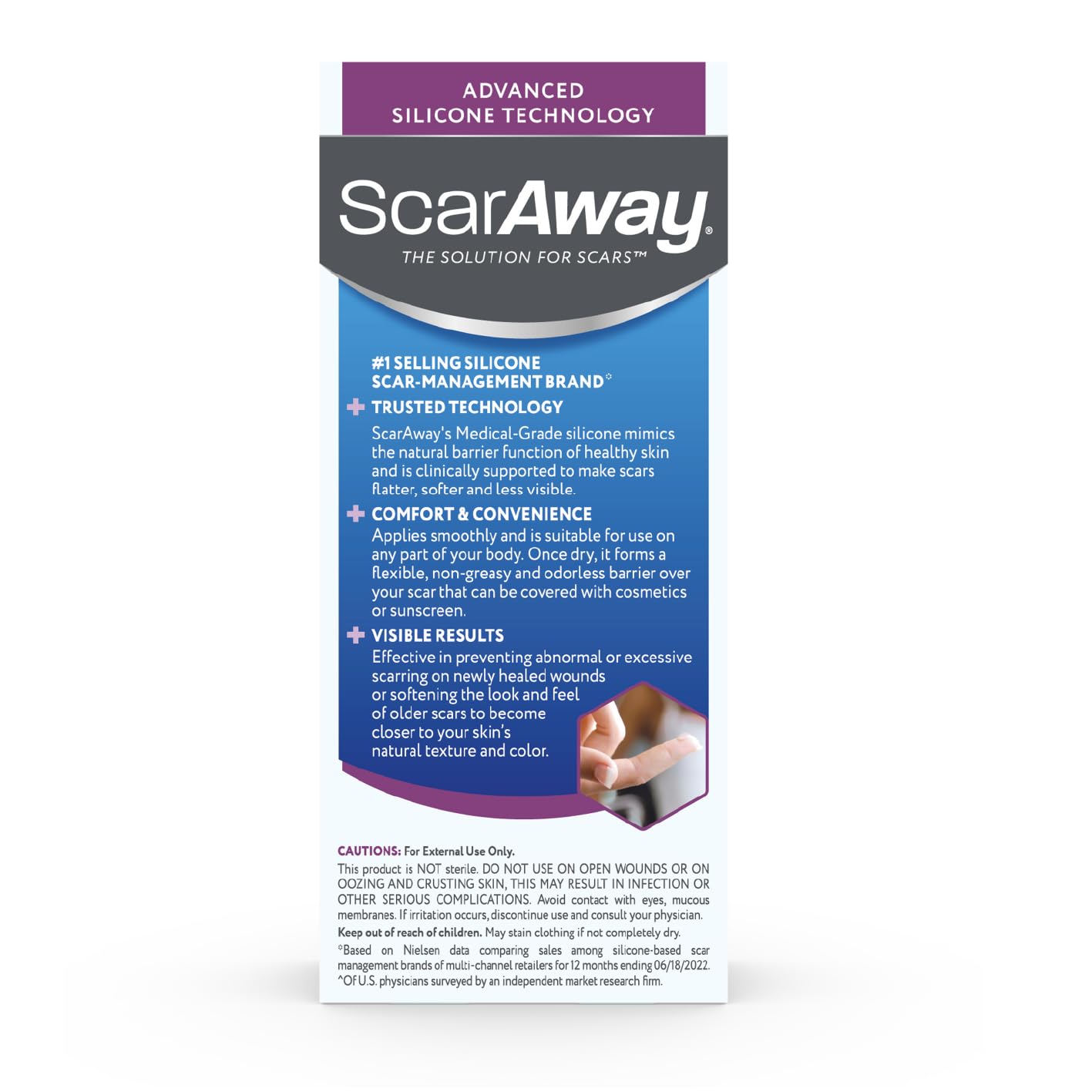 ScarAway sheets can be cut to fit various scar sizes.