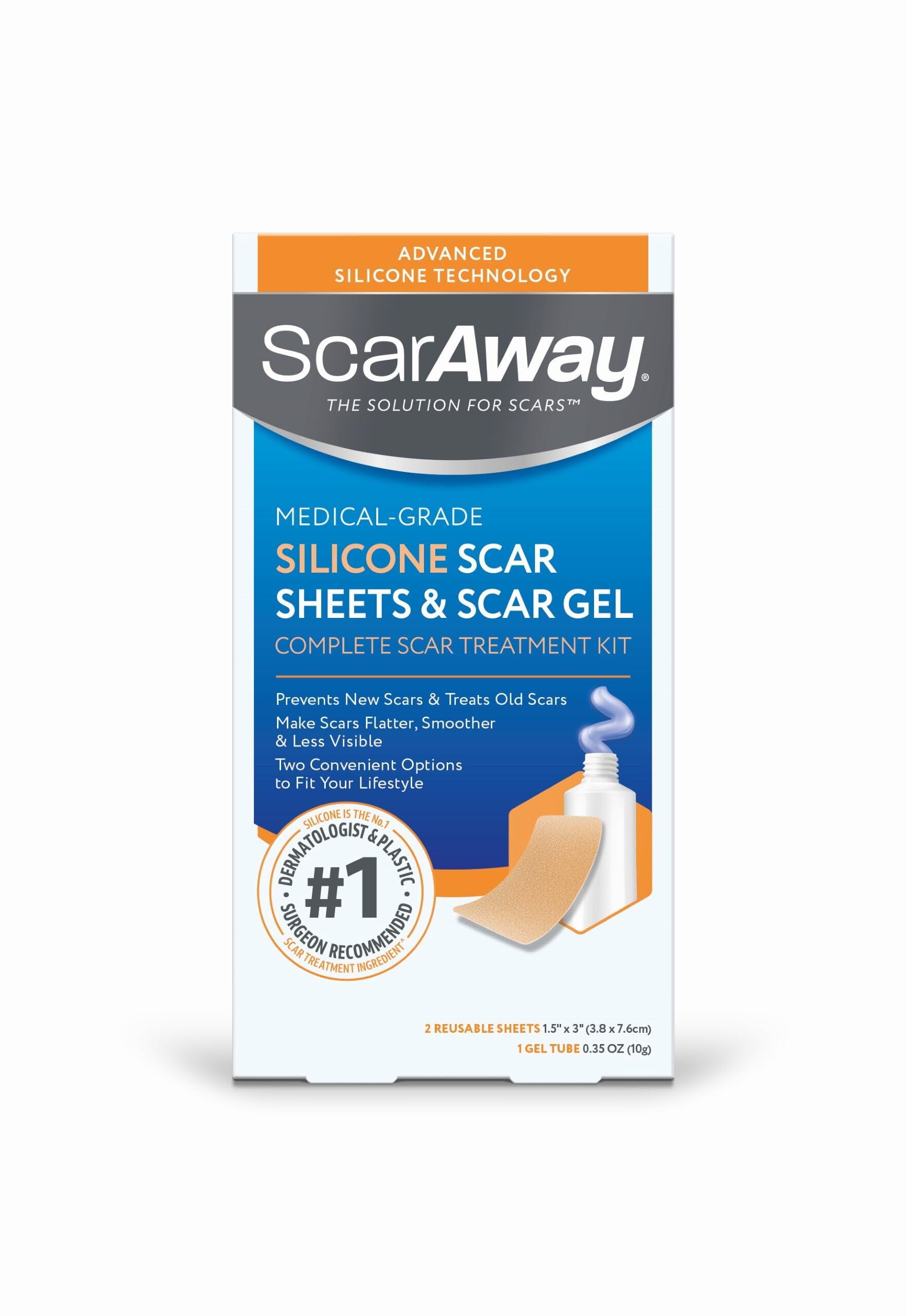 ScarAway silicone sheets on skin for softer, flatter scar appearance.