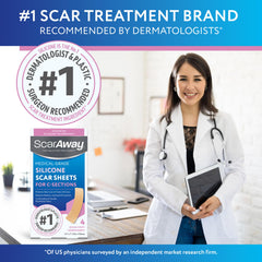 ScarAway reusable scar sheet, durable 7–10 day coverage.