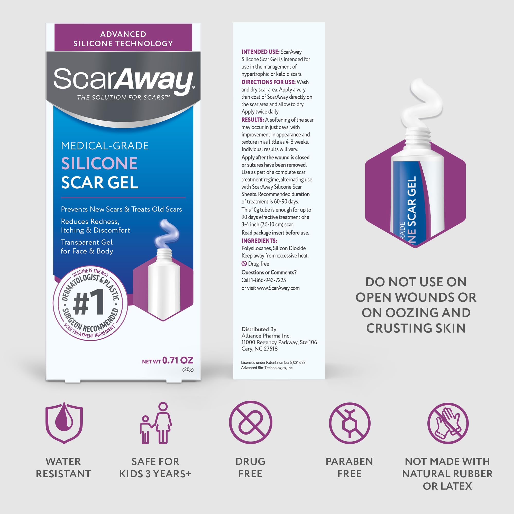 ScarAway packaging view highlights the 20g size