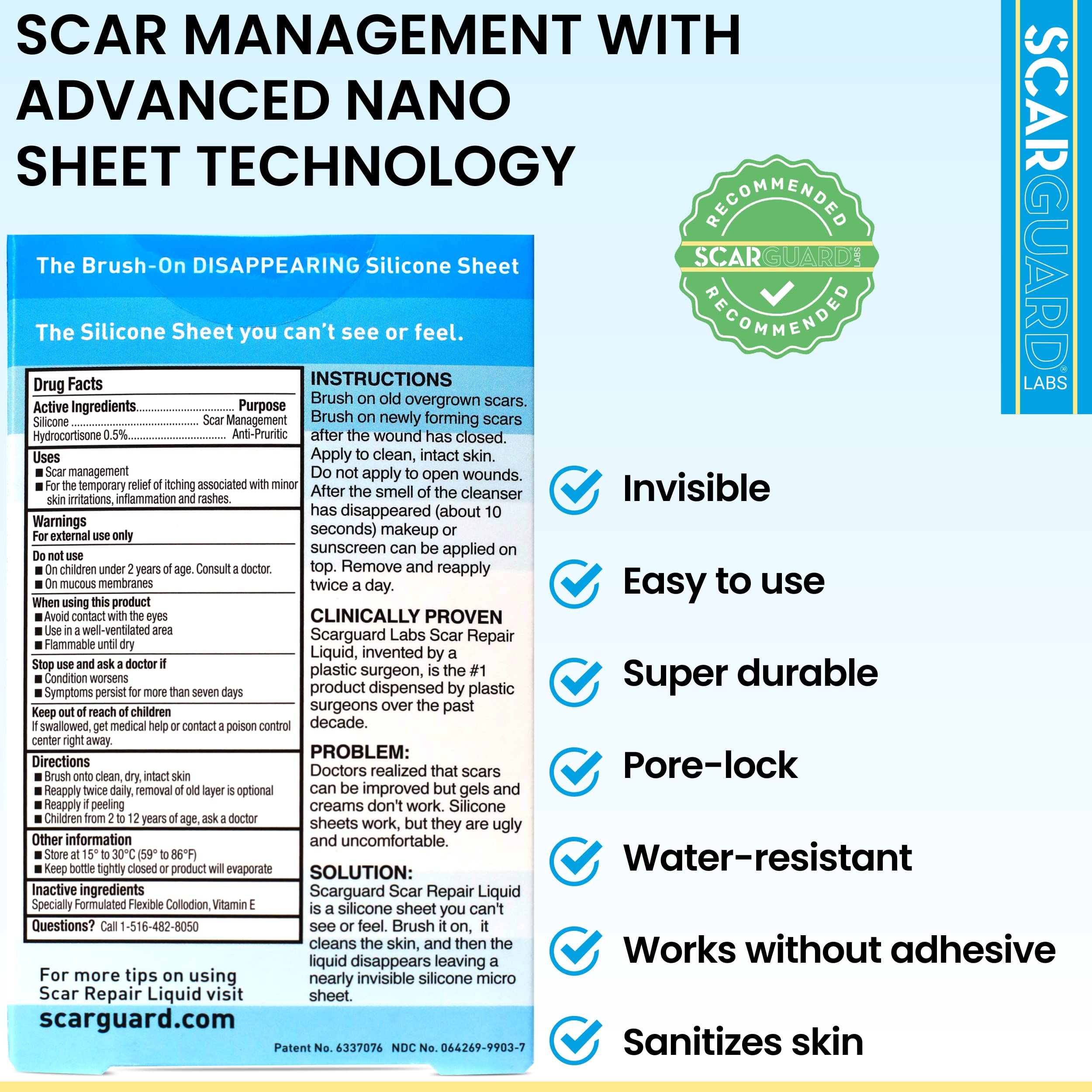 ScarGuard is a dermatologist-preferred scar solution used after surgery.