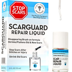 ScarGuard invisible brush-on silicone sheet blends with skin for discreet scar care.