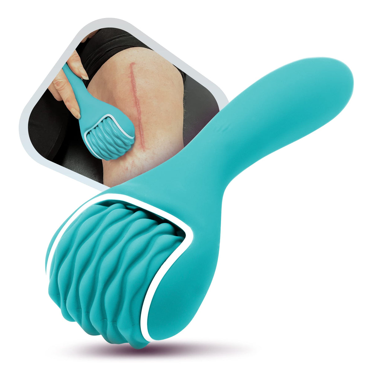 scarroller scar-tissue-massager close-up showing textured silicone for gentle scar therapy