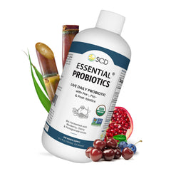 SCD Probiotics essential bottle front view for daily gut support