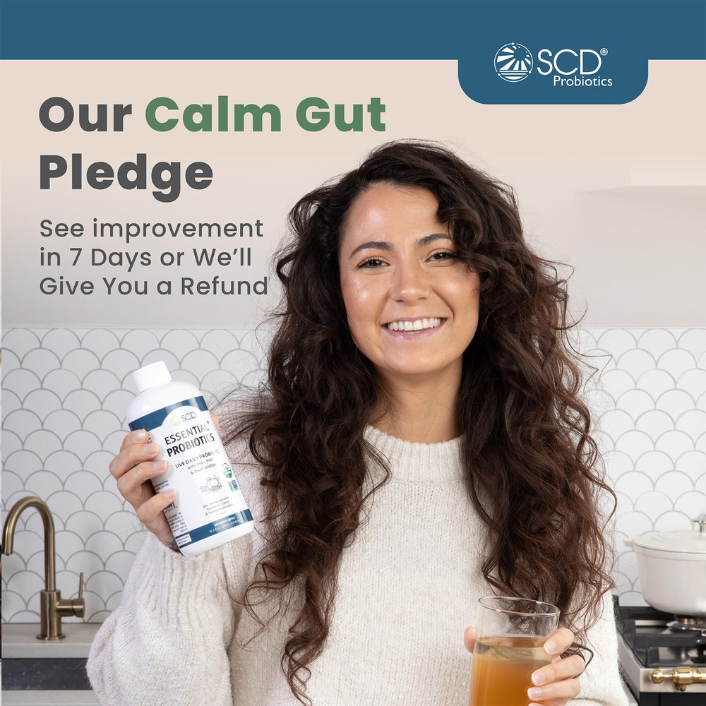 SCD Probiotics kids dose on teaspoon shown for easy daily use