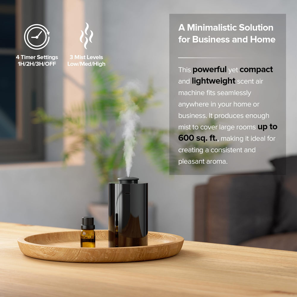 ScentBots nebulizing diffuser with 3 mist levels for flexible aroma control.