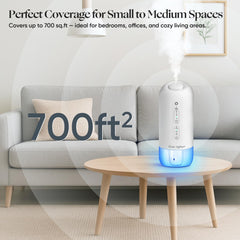 ScentDinbor diffuser with blue ambient light provides a calming glow.