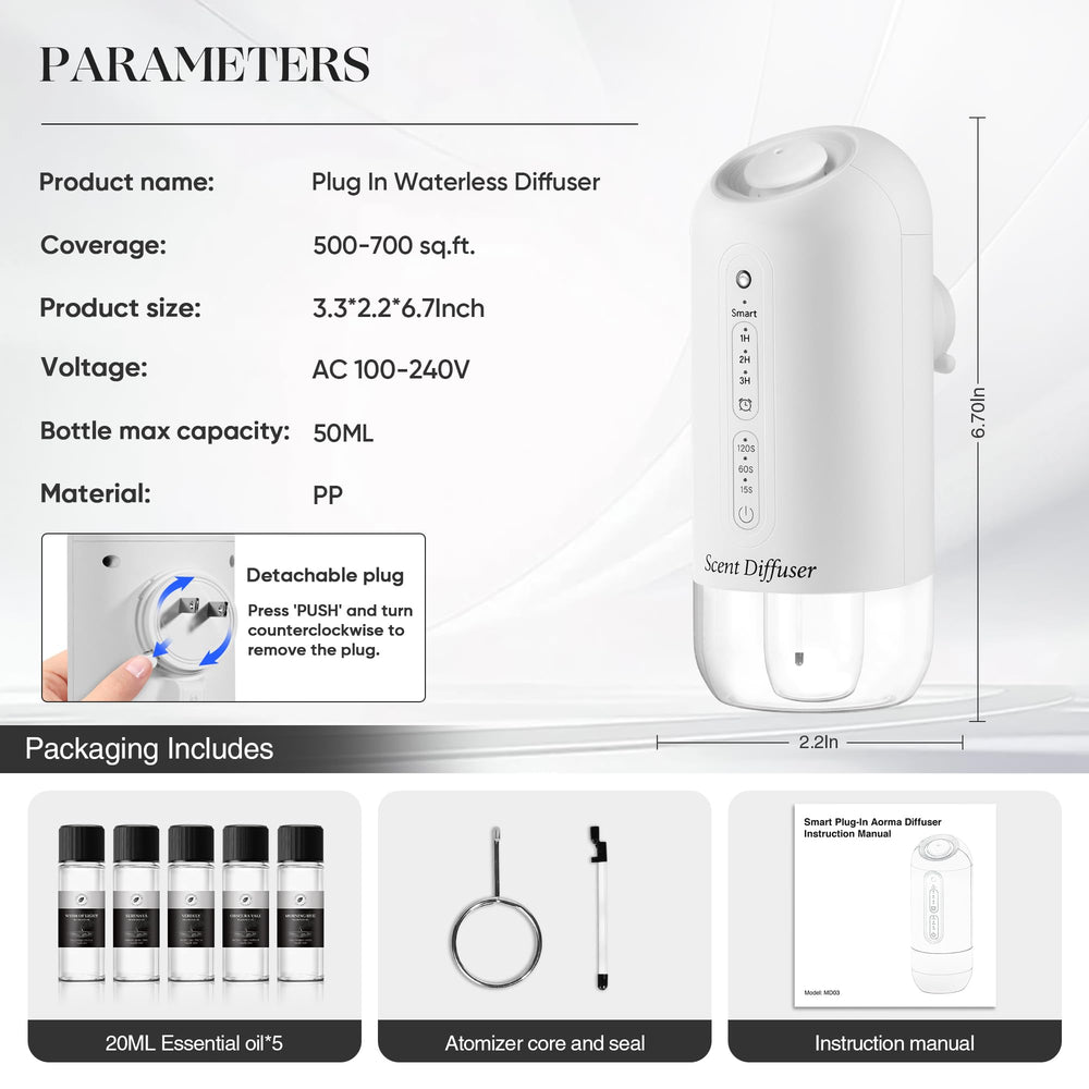 ScentDinbor compact wall-mount diffuser fits bedrooms, living rooms, and small offices.