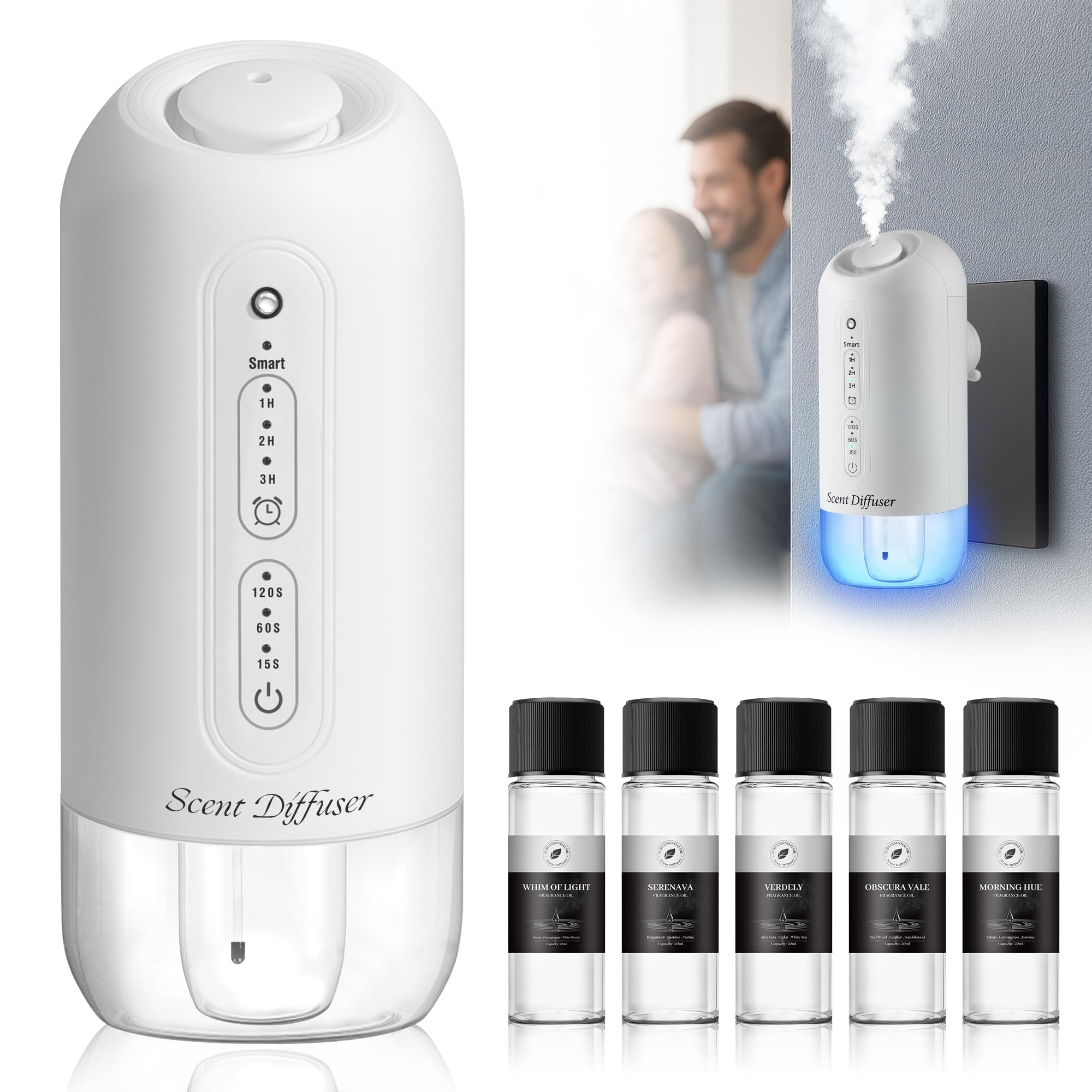 Light Plug Diffuser ScentDinbor Plug-in Waterless Diffuser Starter Kit – 5 Oils, 700 sq ft ...