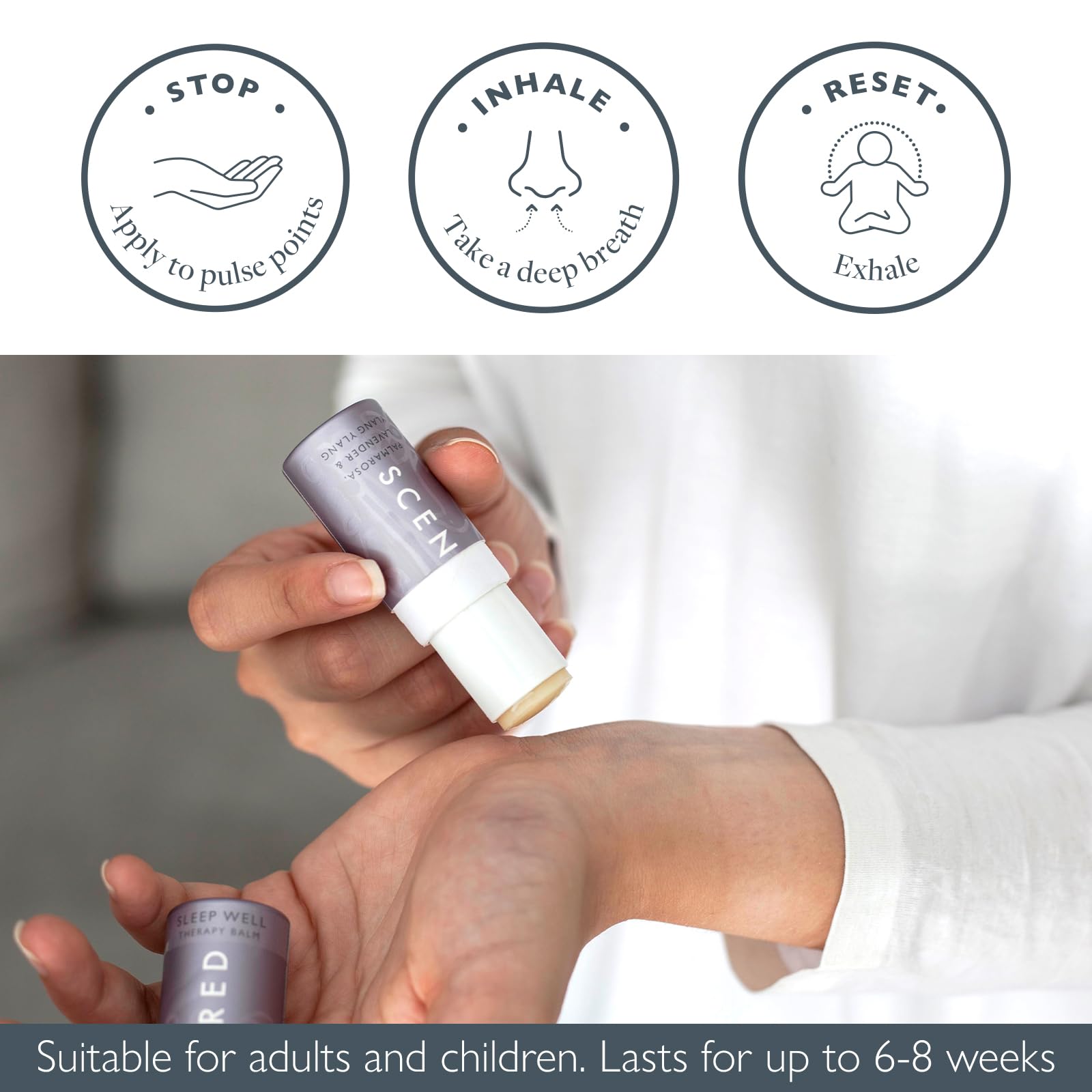 Scentered Sleep Well ingredients—shea butter and beeswax providing a smooth, non-greasy base.