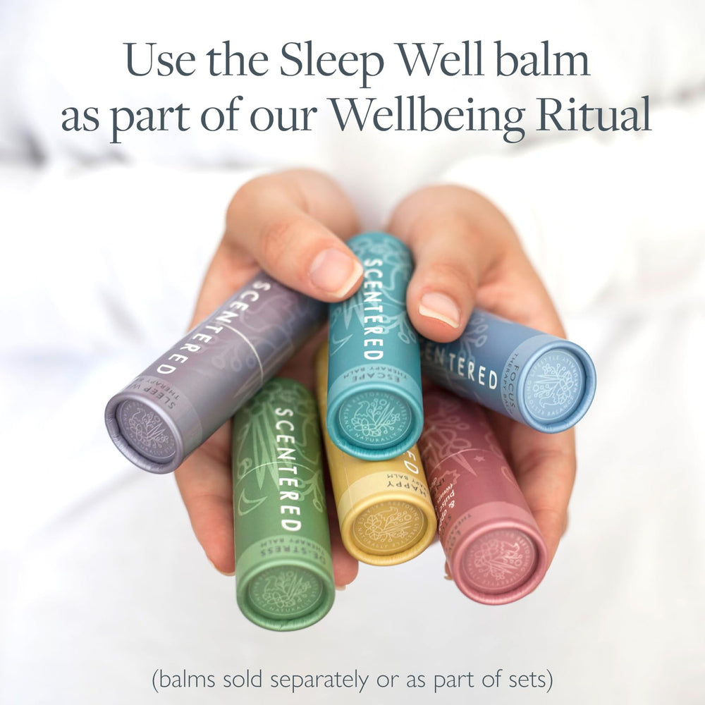 Scentered Sleep Well inhaler-style balm offers portable aromatherapy before sleep.