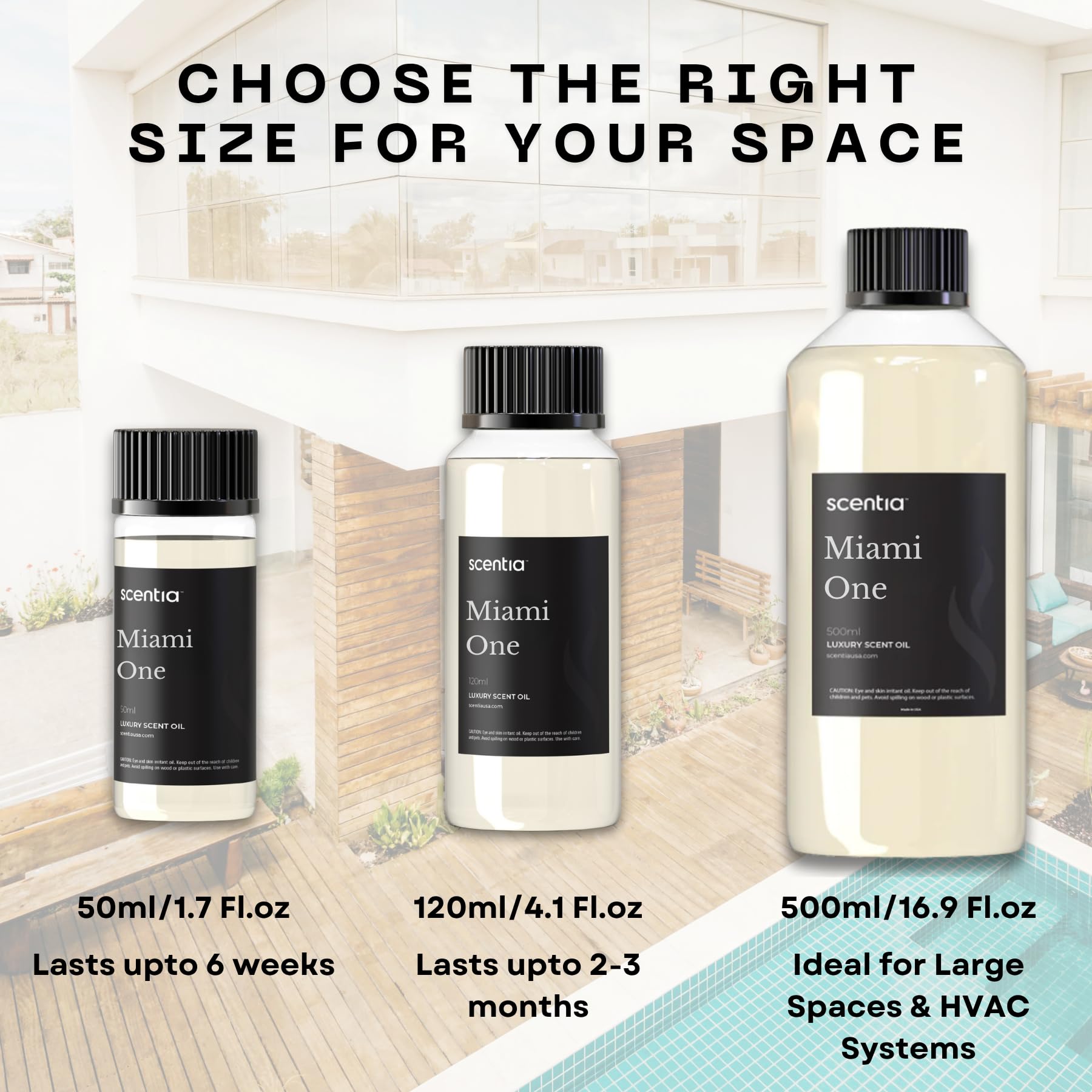 Scentia Miami One bottle with label detail conveys premium hotel-inspired luxury.