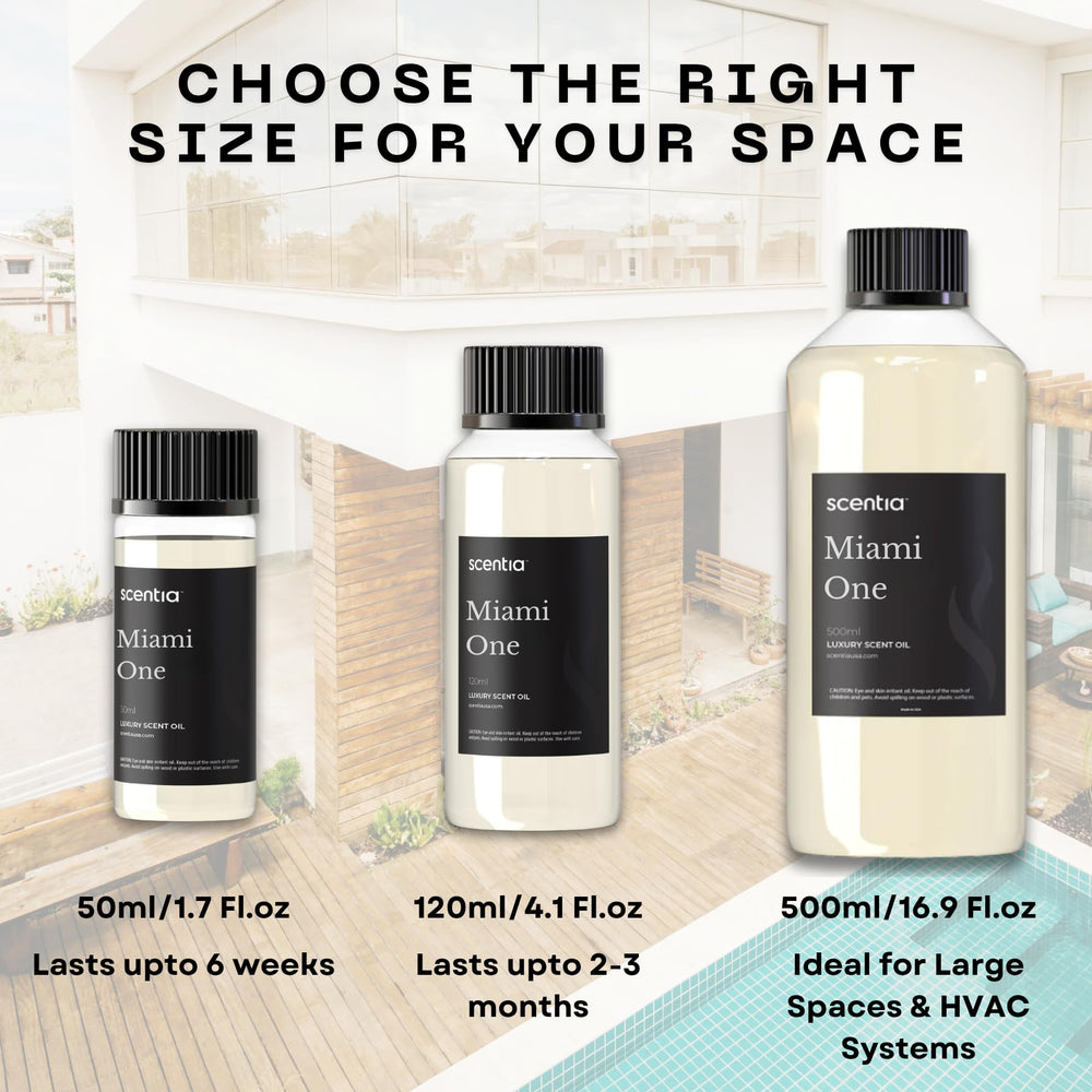 Scentia Miami One bottle with label detail conveys premium hotel-inspired luxury.
