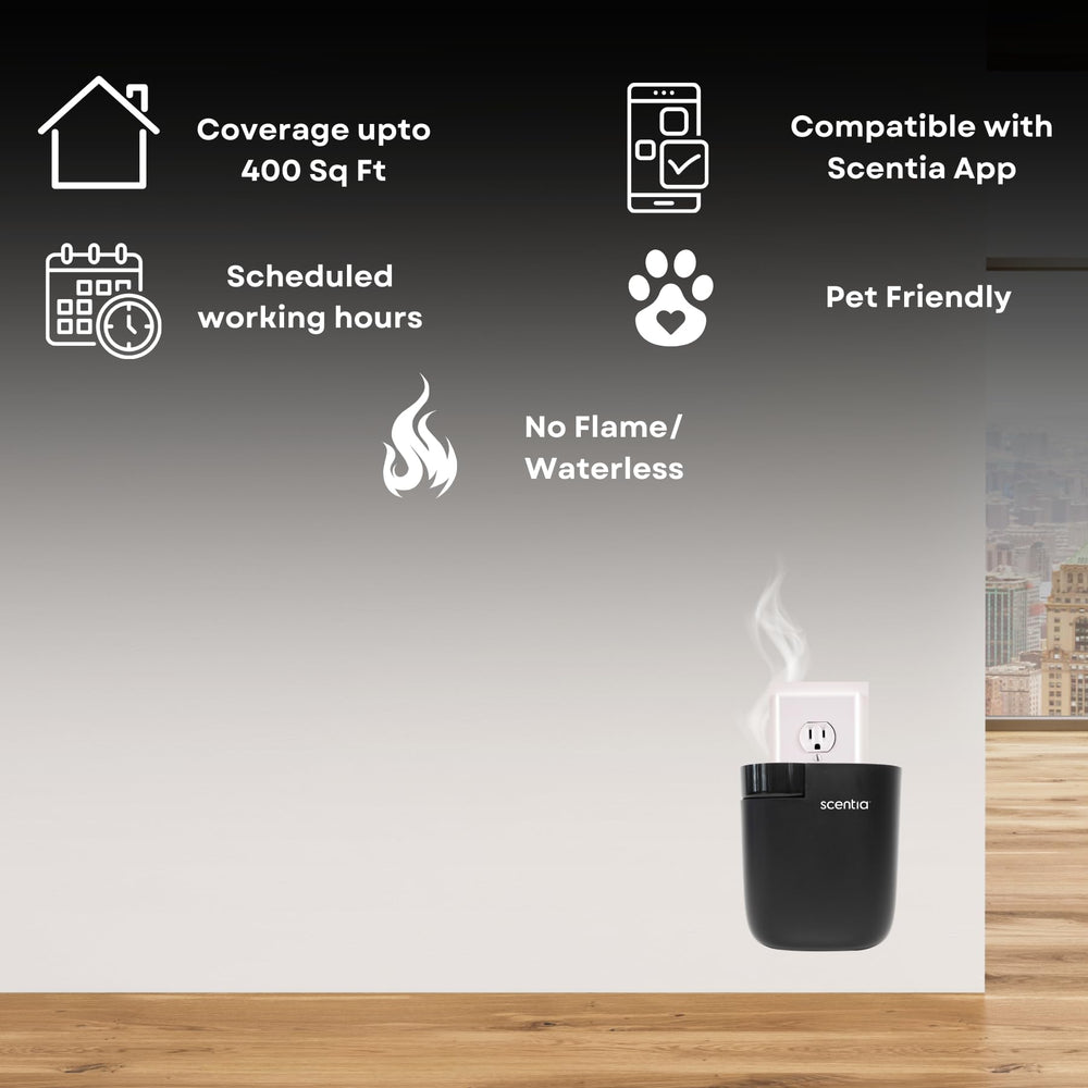 Scentia diffuser app control screen showing easy remote scent management