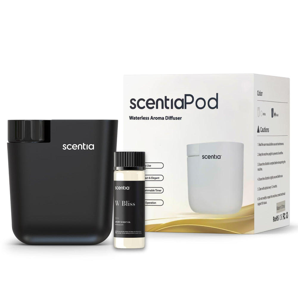 Scentia Smart Plug-in Diffuser front view in a sleek black finish, ideal for daily ambiance