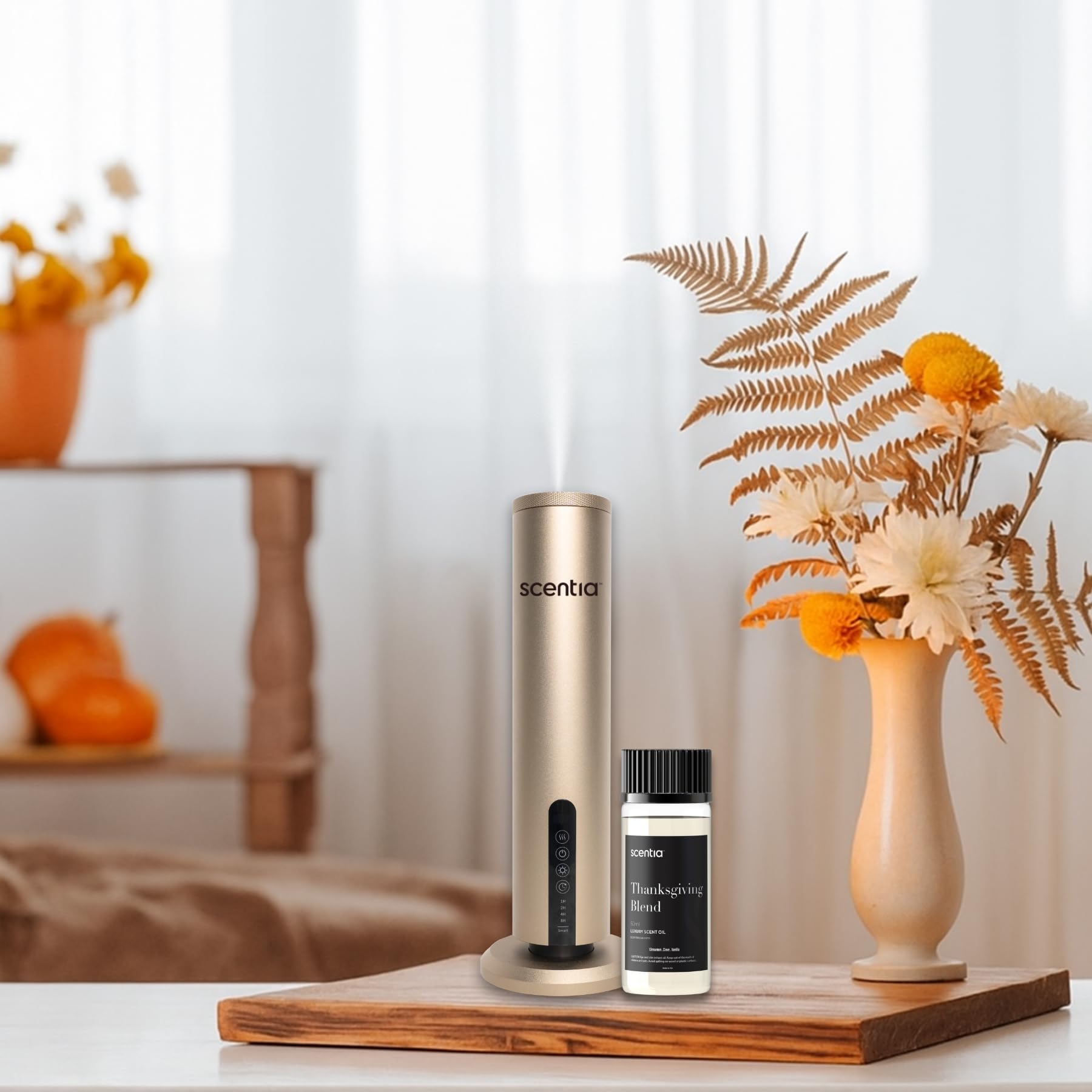 Scentia Thanksgiving Blend in a diffuser for cozy home fragrance.