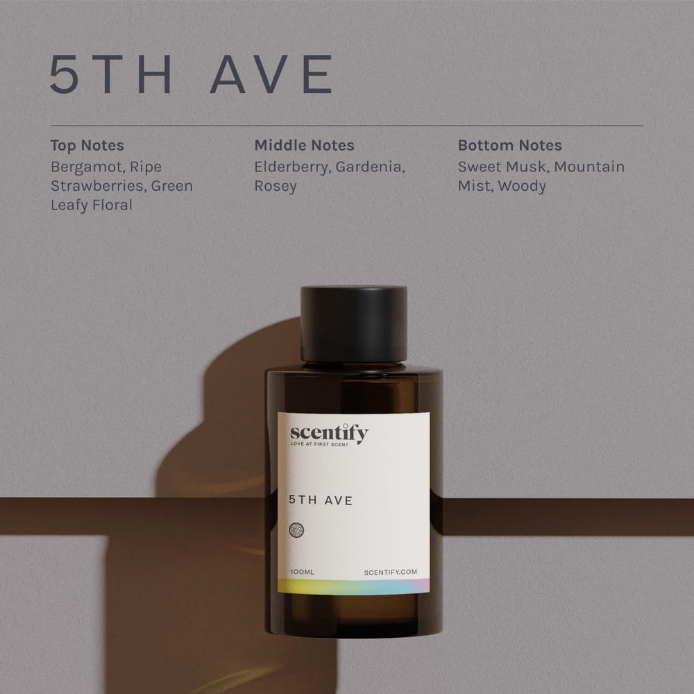 Scentify 5th Ave amber bottle highlighting premium diffuser packaging