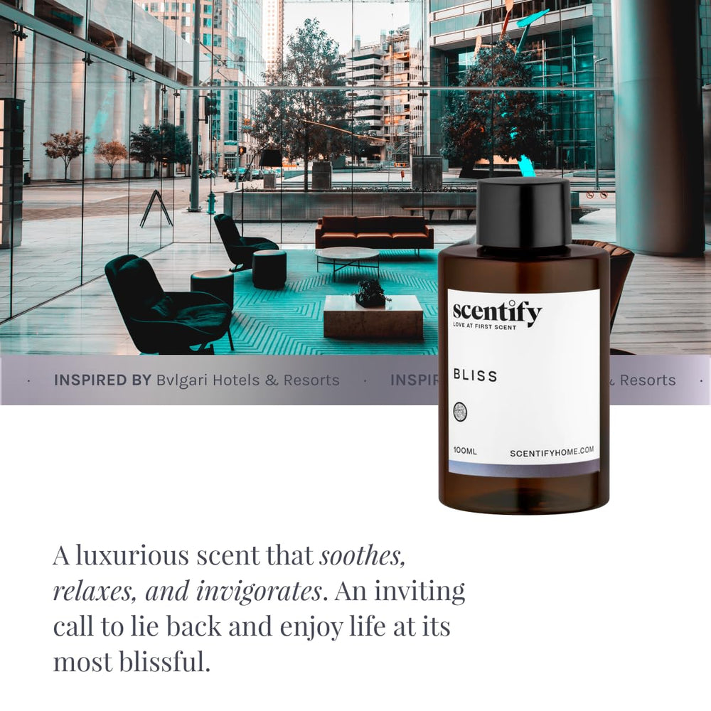 Scentify Bliss drops in a diffuser release fresh eucalyptus and citrus notes.
