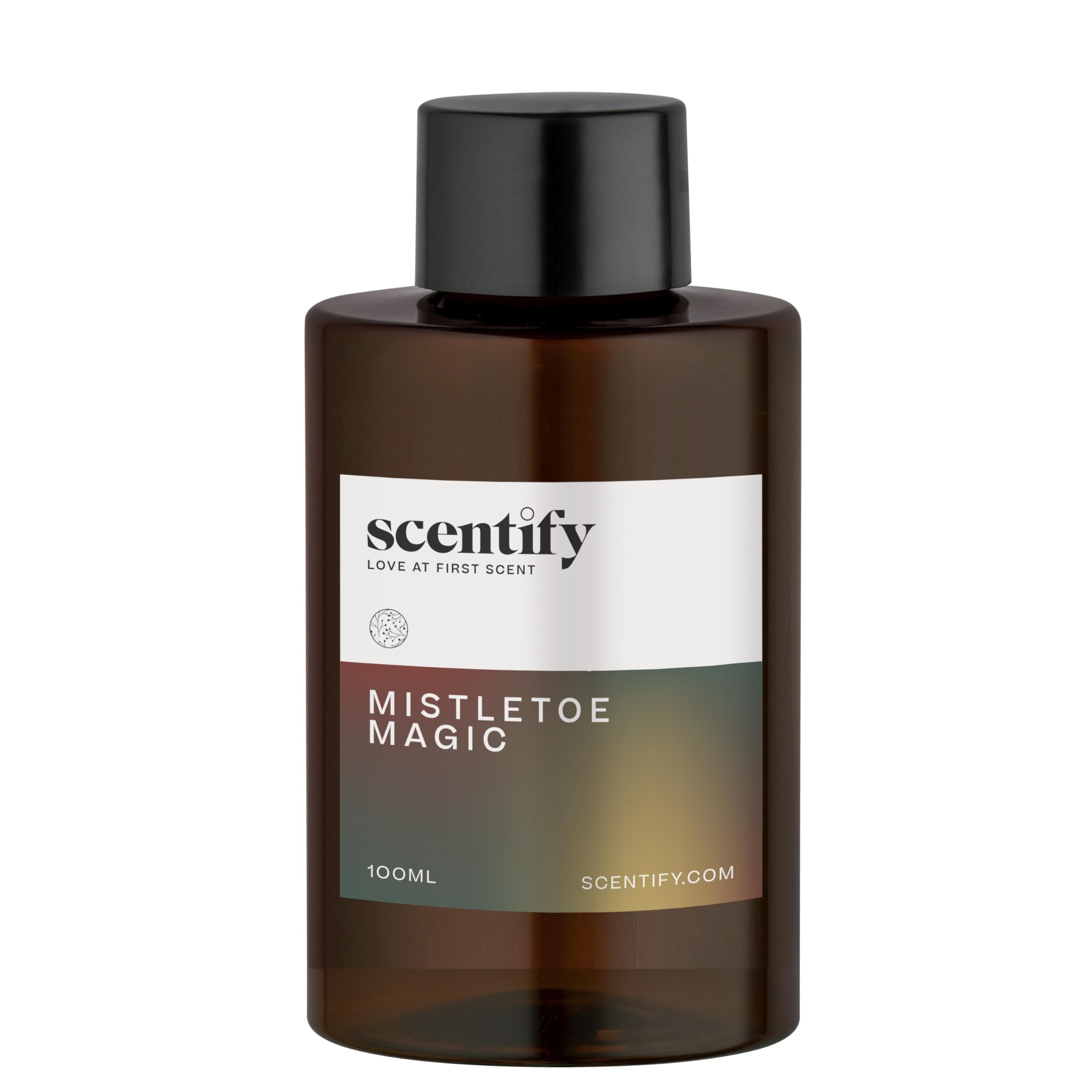Scentify Mistletoe Magic amber bottle showcases premium diffuser oil packaging.