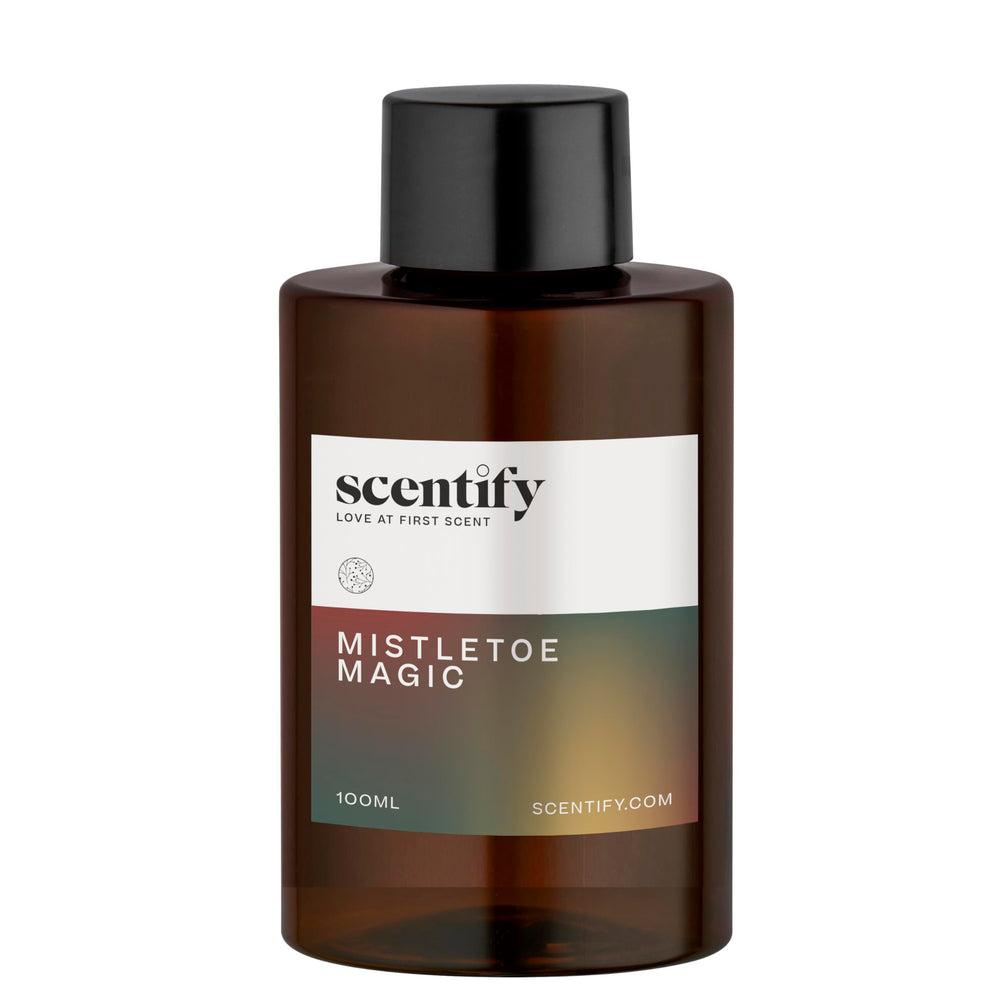 Scentify Mistletoe Magic amber bottle showcases premium diffuser oil packaging.
