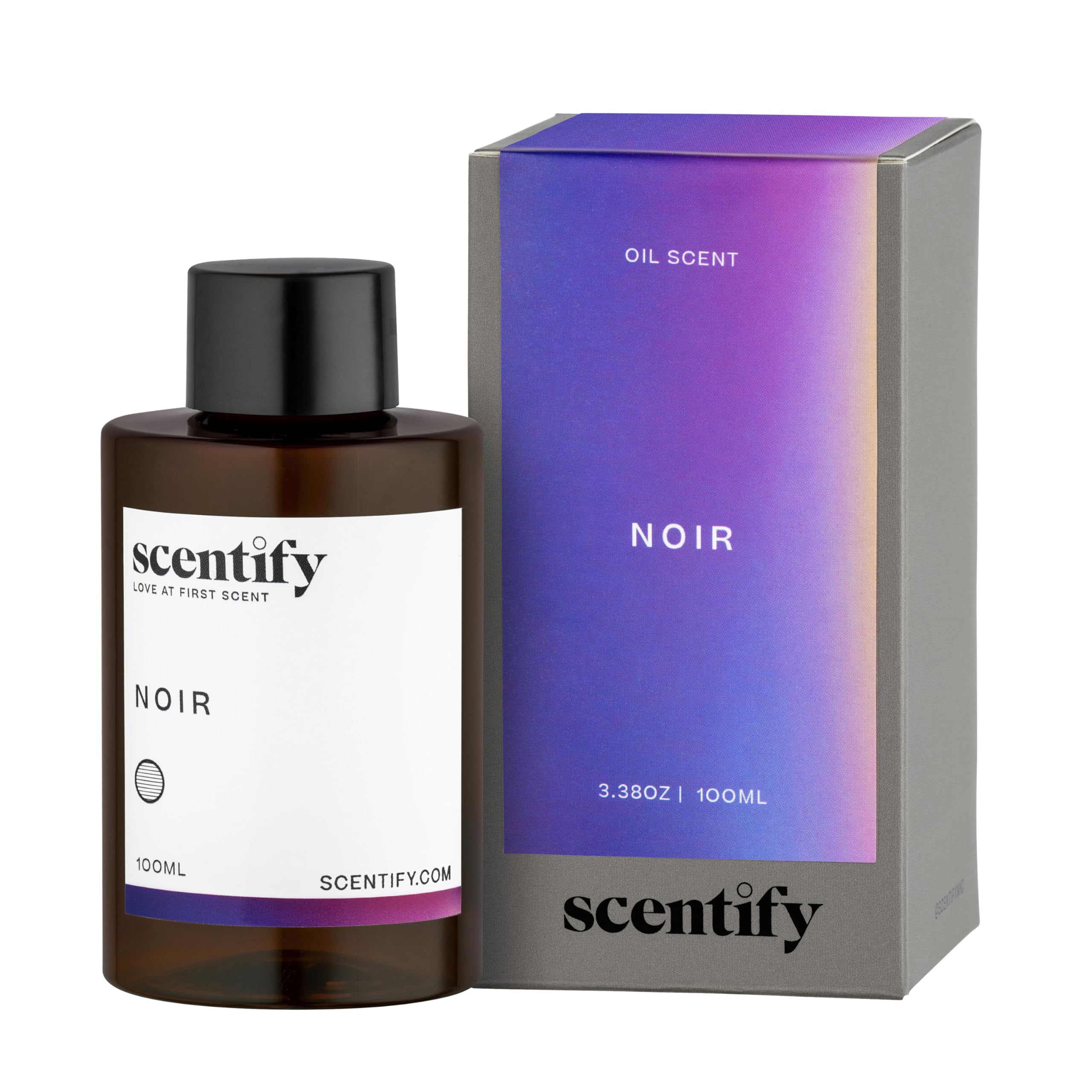 Scentify Noir bottle highlighting bergamot for a calming evening ritual